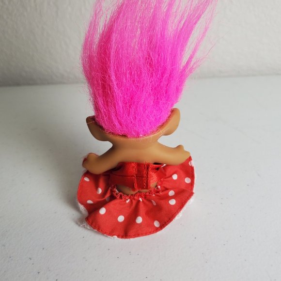 Vintage Ace Novelty Treasure Troll Doll Pink Hair Pink Wishstone Belly Button - Picture 4 of 8